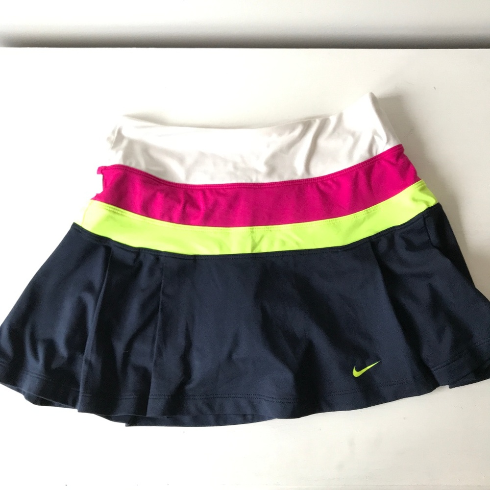 NIKE Tennis Skirt Like New Navy, Pink, Yellow XS
